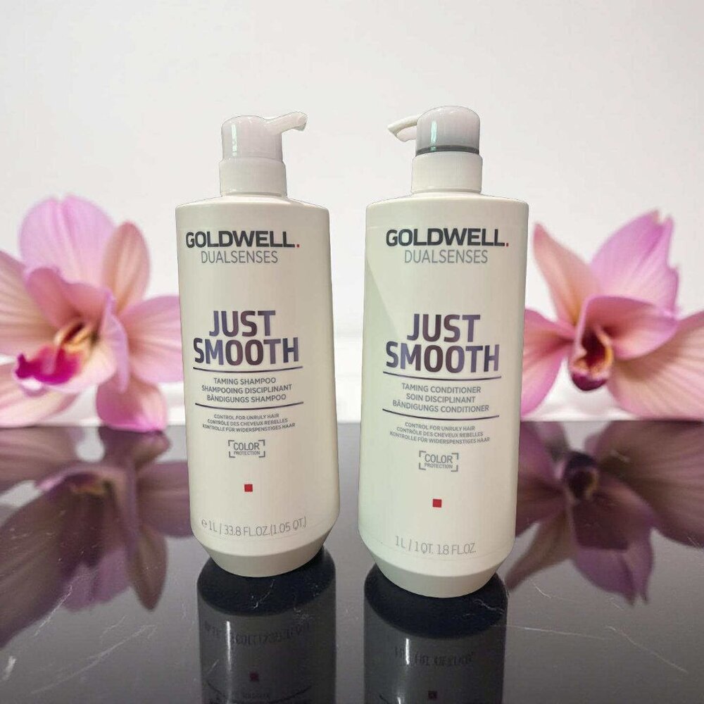 Goldwell Dualsenses Just Smooth Taming Shampoo, Conditioner Liter Duo